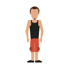 faceless man with goatee wearing sleeveless shirt and shorts icon image vector illustration design 
