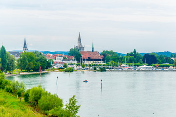 Panorama of the german city Konstanz situated on the bodensee lake