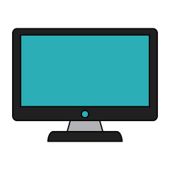 colorful realistic image lcd monitor with blue screen vector illustration