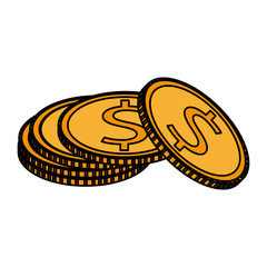 colorful realistic image stack coins with dollar symbol vector illustration