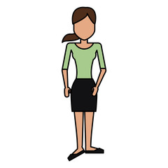 colorful caricature image faceless woman with blouse and skirt vector illustration