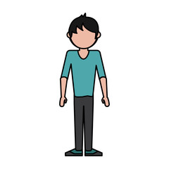 colorful caricature image faceless man casual suit vector illustration