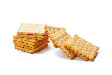Cracker cookies isolated on white background