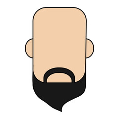 colorful caricature image faceless front view bald man with beard vector illustration