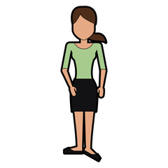 Fototapeta premium faceless woman with shirt and pencil skirt icon image vector illustration design 