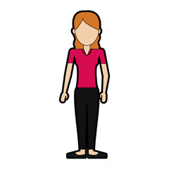 faceless woman wearing shirt and pants icon image vector illustration design 