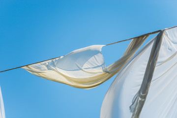 Sheets in the air at Zakynthos island