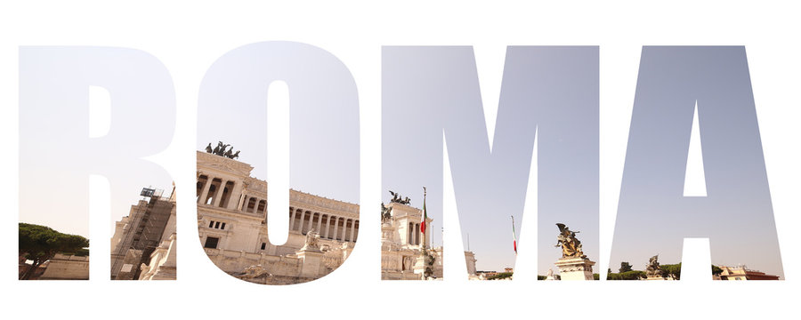 Rome panoramic view text background 