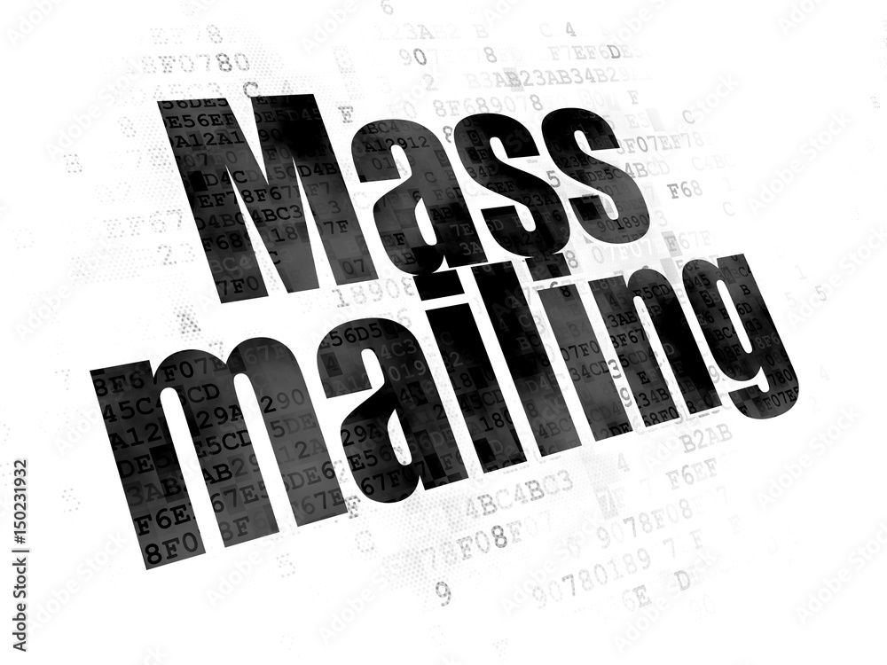 Wall mural advertising concept: mass mailing on digital background