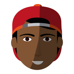 dark skin handsome man wearing baseball hat icon image vector illustration design 