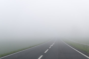 Road on a foggy morning