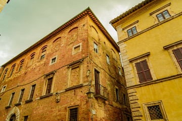 Obraz premium View of the city of montepulciano in the province of siena toscana italia, famous for the red wine Nobile