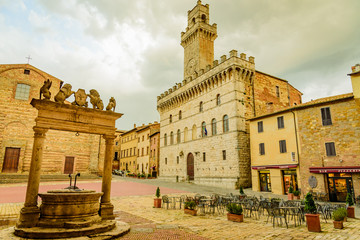 Fototapeta na wymiar View of the city of montepulciano in the province of siena toscana italia, famous for the red wine Nobile