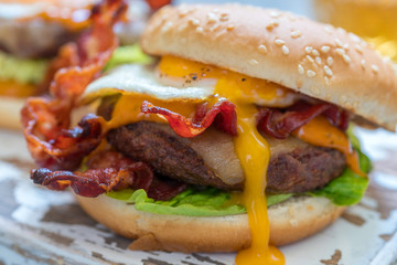 Bacon Burger with Egg Lettuce and Cheese