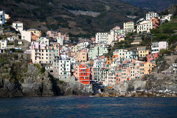 picturesque town of Riomaggiore in Cinque Terre National park, Liguria region, Italy