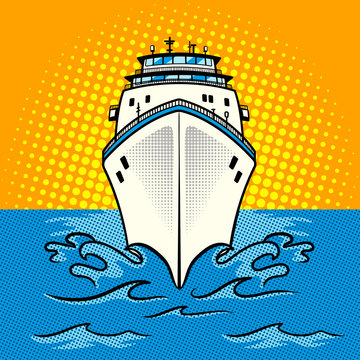 Cruise ship pop art style vector