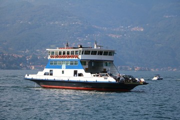 Car ferry on the Lake Como, Lombardy Italy 