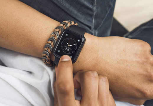 Close View Mockup of User's Smartwatch 12