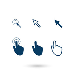 Obraz premium Cursor pointer icons. Click press and touch actions. Flat style.