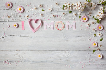 Background with flowers of daisies on Mothers Day