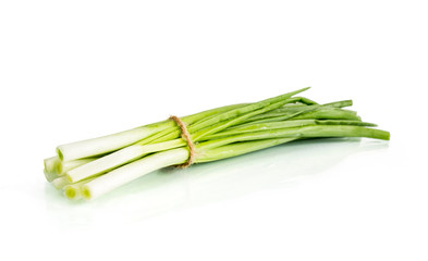 Spring onions on a isolated white background