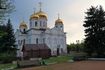 Church of Christ the Saviour in Pyatigorsk at sunset. Russia