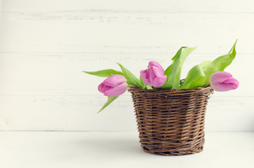 Bouquet of pink tulips