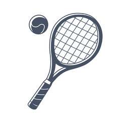 Tennis racket and ball icon isolated.