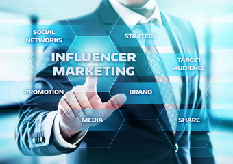 Fototapeta na wymiar Influencer Marketing Plan Business Network Social Media Strategy Concept