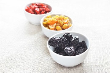 prunes, raisin and dry goji berry