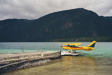 Seaplane on Mountain Lake in British Columbia, Canada