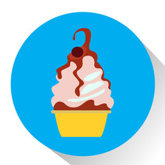 Isolated ice cream on a colored button, Vector illustration