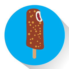 Isolated popsicle on a colored button, Vector illustration