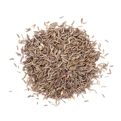 Cumin seeds or caraway isolated on white background, top view