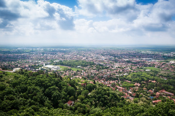 Cityscape from hill in Serbia. Hroeizontal image.