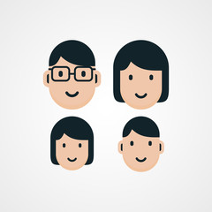 simple family flat face portrait icon