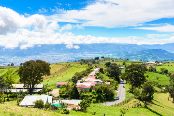 Fototapeta na wymiar View from Irazu volcano to valley of Cartago - Costa Rica