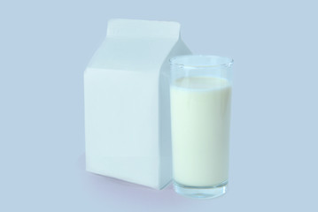 glass of milk, a carton of milk blank white carton box