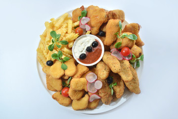 beer snacks top view