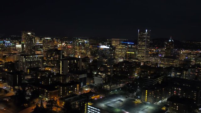 Aerial Oregon Portland Night