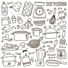 Set of Cute Kitchen Spices and Utensils Doodle - 150307951