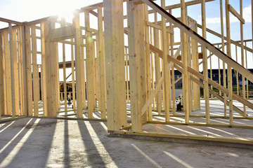 residential wood frame home under construction.