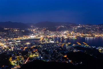 Japanese Nagasaki skyline at night