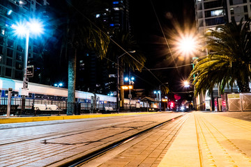 Train Tracks in San Diego at night, California