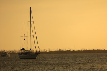 Sailboat Anchored off coast of Dredger Key Sigsbee - Key West Florida