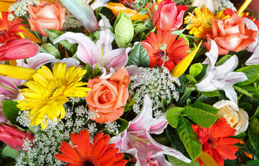 Various color flower arrangement background