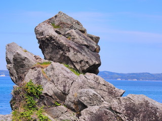 佐渡　人面岩　青空