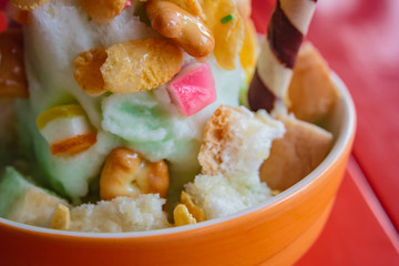 Shaved ice, thai style dessert.