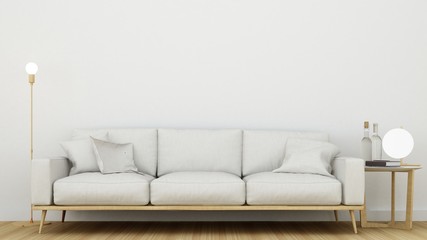 The interior living space minimal design in apartment - 3D Rendering