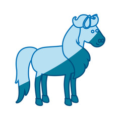 blue silhouette of horse with mane and tail vector illustration
